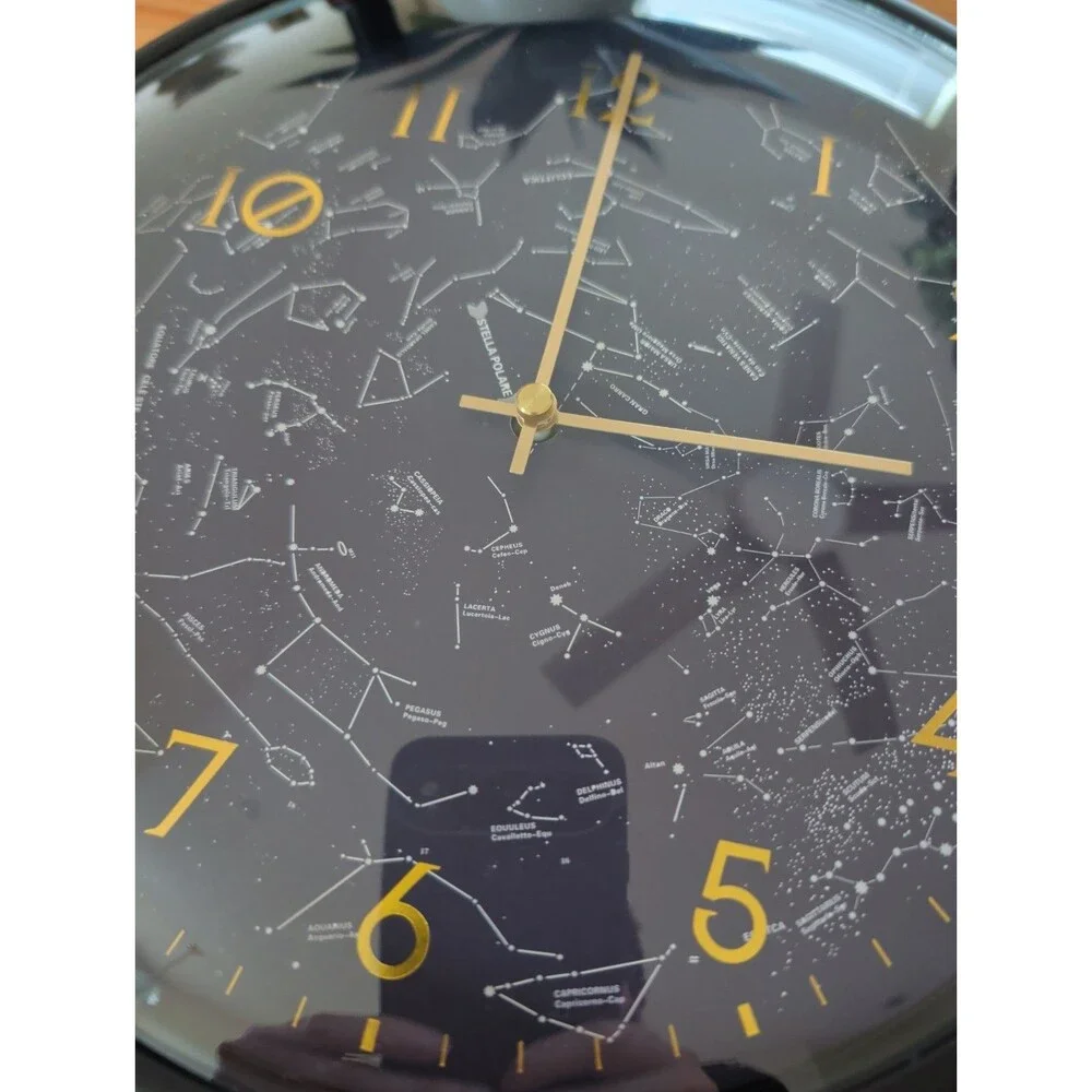 Astronomy Constellation Clock, Battery Operated, Glass, Stella Polare